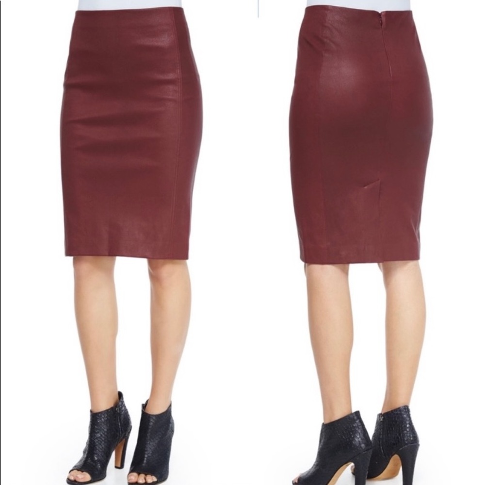 EUC Vince leather skirt in red burgundy